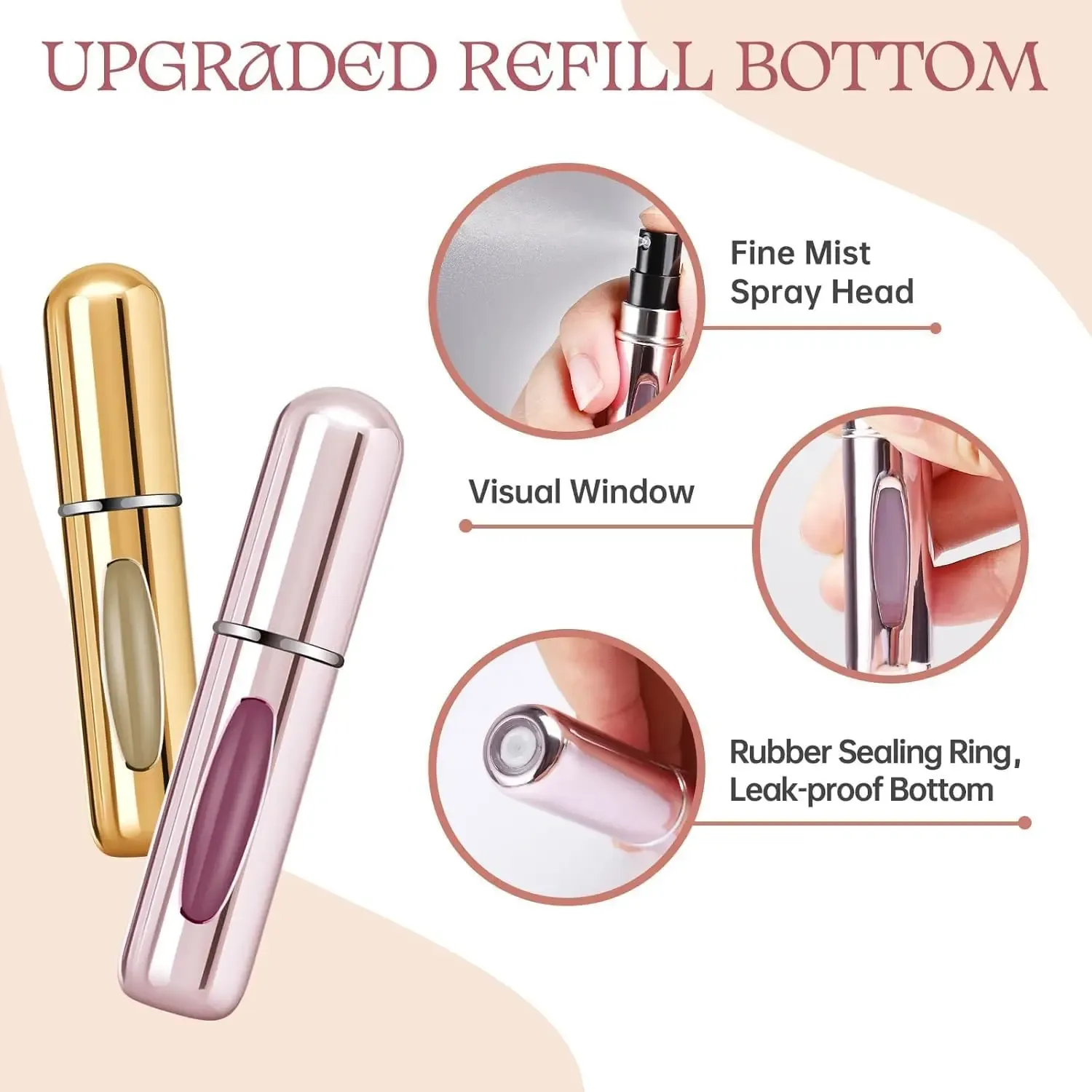 5 pièces Flacons vaporisateurs rechargeables 5 ml, mini flacons de voyage vides pour parfum 5