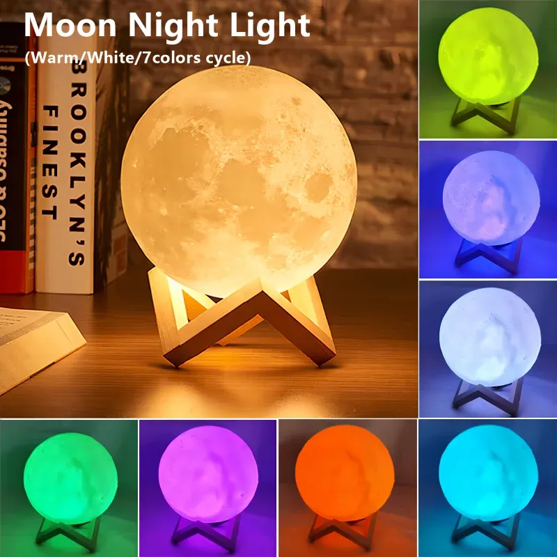 Lampe de livre LED Lune et Galaxie, veilleuse décorative pour enfants 2