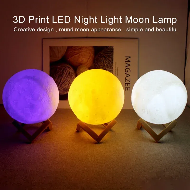 Veilleuse Lune LED, ambiance chaleureuse
