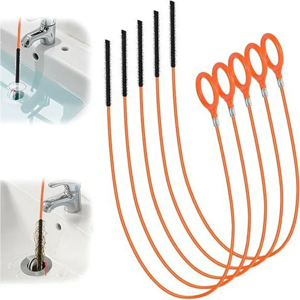 Outil flexible de nettoyage de drains (lot de 3) pour éliminer cheveux et débris dans lavabos, éviers, baignoires et siphons de douche - Image 1