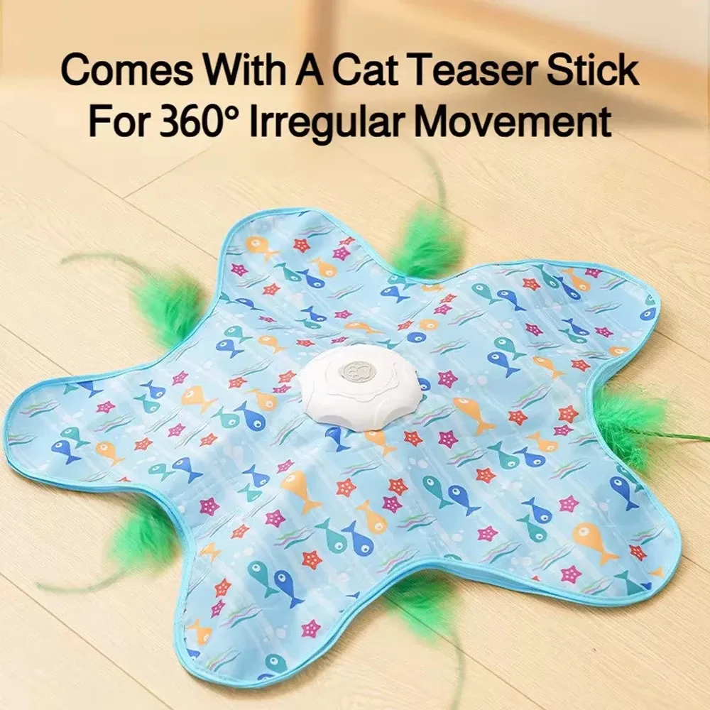 Jouet interactif pour chat : souris couineuse cachée activée par le mouvement, avec plumes mobiles pour chaton