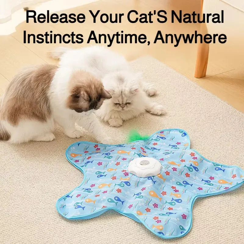 Jouet interactif pour chat : souris couineuse cachée activée par le mouvement, avec plumes mobiles pour chaton 3