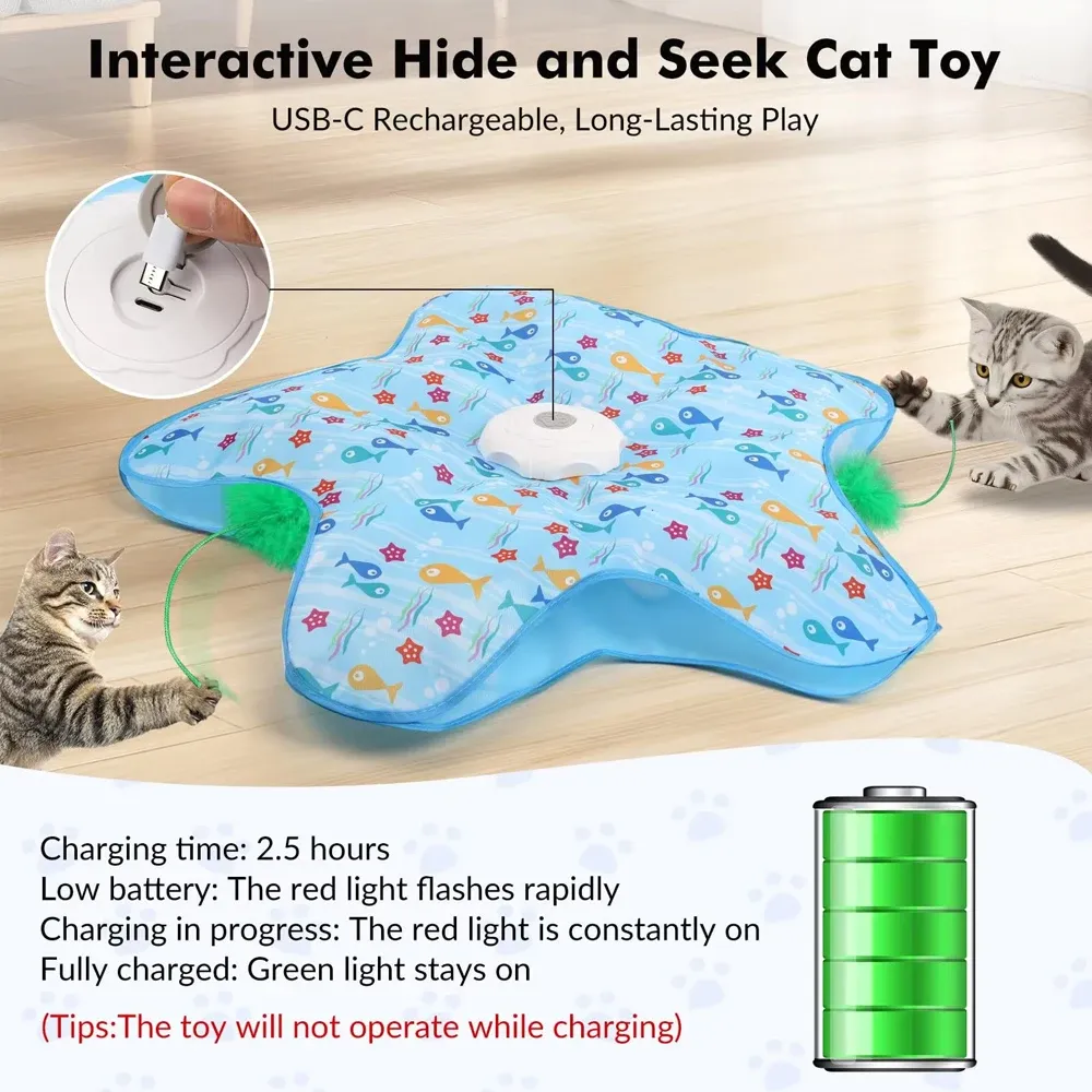 Jouet interactif pour chat : souris couineuse cachée activée par le mouvement, avec plumes mobiles pour chaton 4