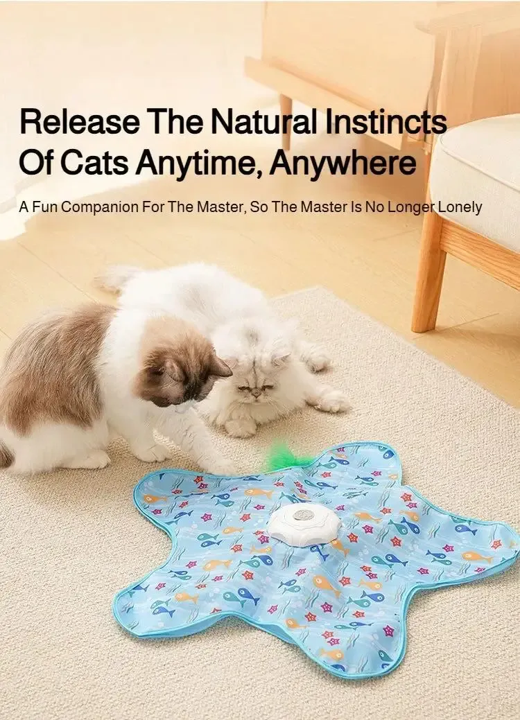 Jouet interactif pour chat, plumes mobiles