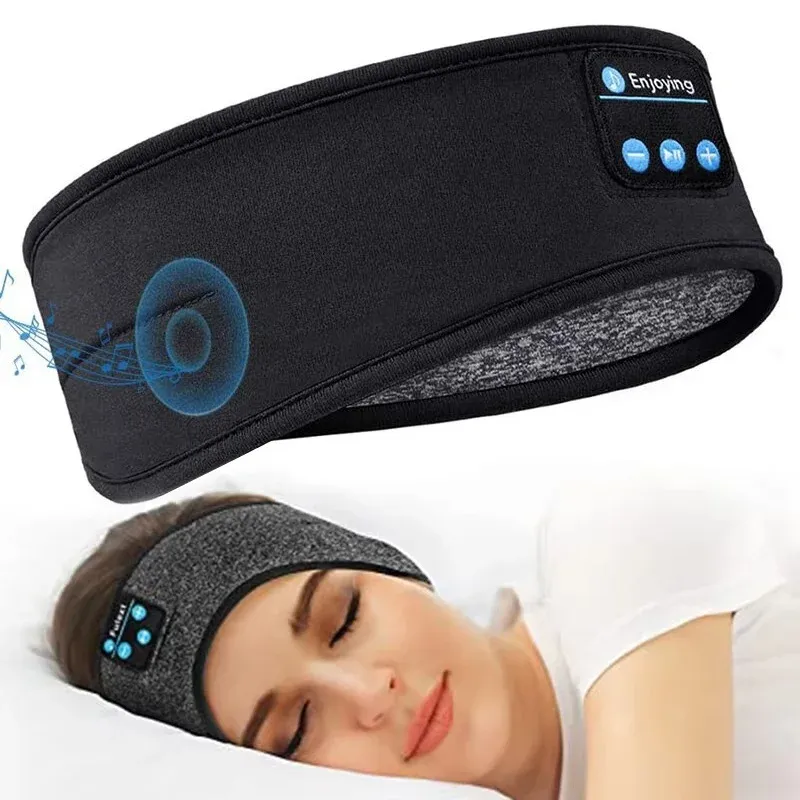 Casque Bluetooth 5.0 sans fil à bandeau élastique pour le sport et le sommeil, avec masque oculaire musical intégré - Image 1