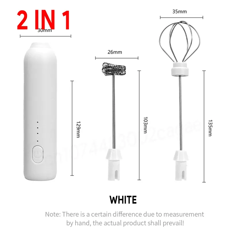 Mousseur à lait électrique chauffant et batteur à œufs sans fil rechargeable USB-C, 3 vitesses, portable 8