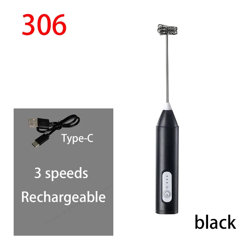 Mousseur à lait électrique chauffant et batteur à œufs sans fil rechargeable USB-C, 3 vitesses, portable 12