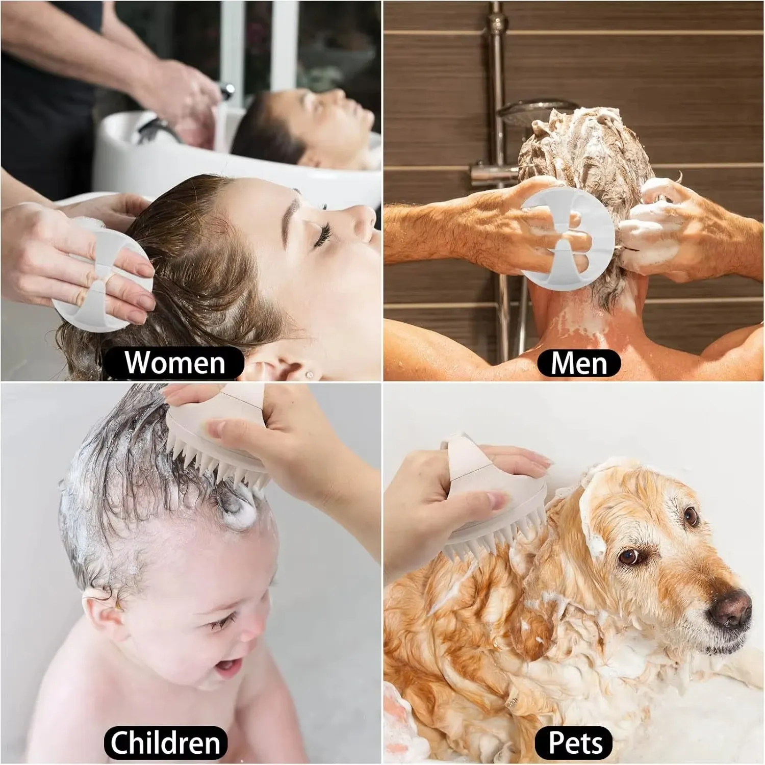 Brosse de massage du cuir chevelu en silicone, nettoyage et soin du cuir chevelu, utilisable à sec ou humide, unisexe, anti-pellicules 6