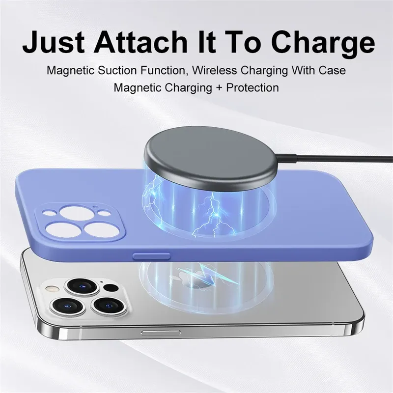 Coque magnétique MagSafe en silicone liquide pour iPhone 15, 14, 13, 12, 11, Pro Max, Mini, X, XS, 8 Plus 3