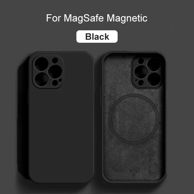Coque magnétique MagSafe en silicone liquide pour iPhone 15, 14, 13, 12, 11, Pro Max, Mini, X, XS, 8 Plus 9