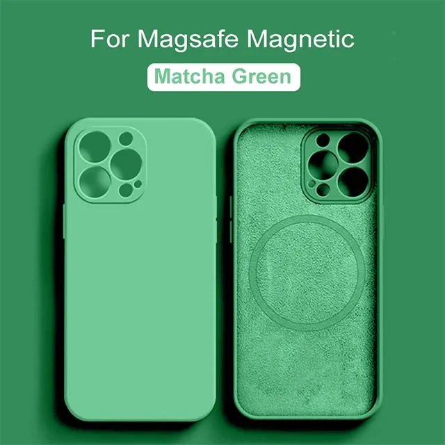 Coque magnétique MagSafe en silicone liquide pour iPhone 15, 14, 13, 12, 11, Pro Max, Mini, X, XS, 8 Plus 7