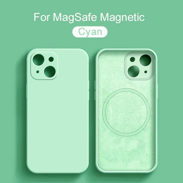 Coque magnétique MagSafe en silicone liquide pour iPhone 15, 14, 13, 12, 11, Pro Max, Mini, X, XS, 8 Plus 10