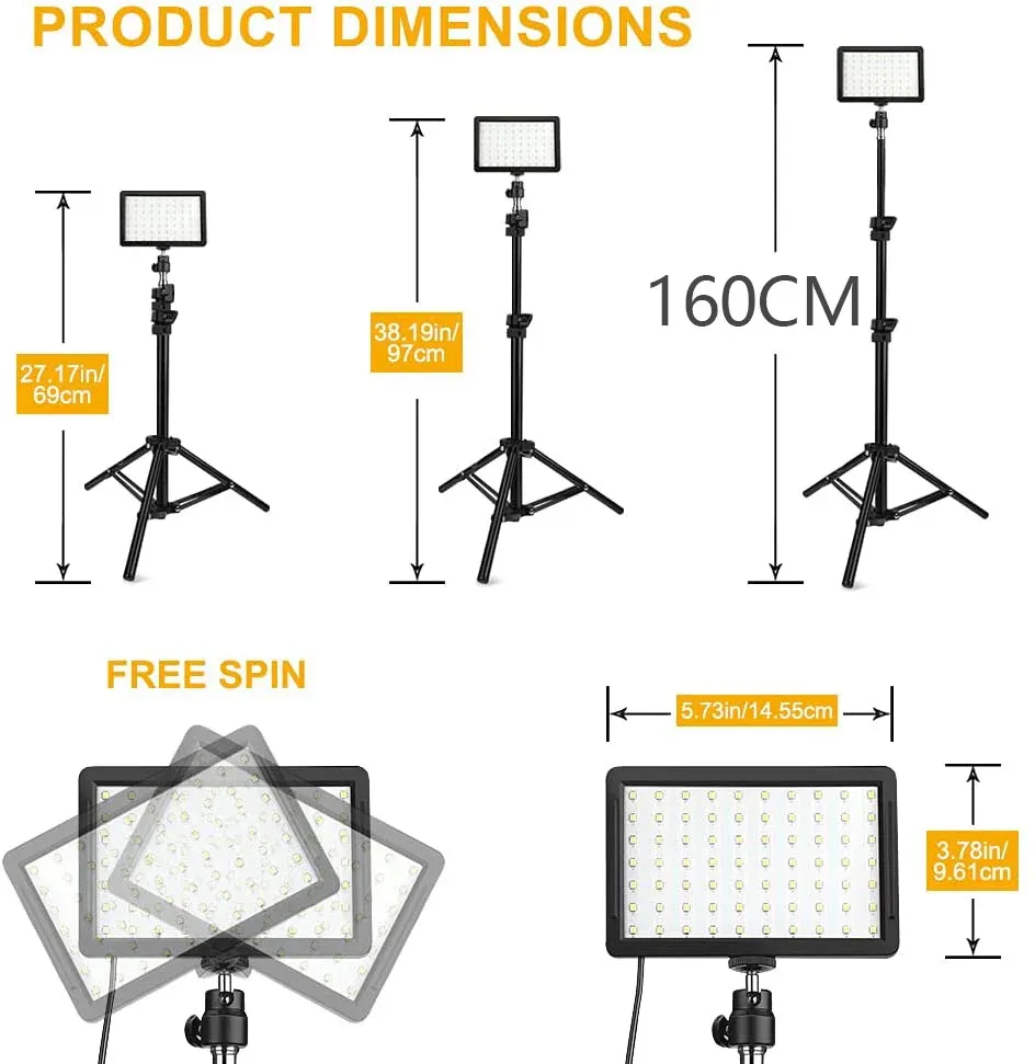 Kit d'éclairage LED vidéo avec trépied, 4 filtres RVB couleur, pour photographie, tournage et streaming en studio 4