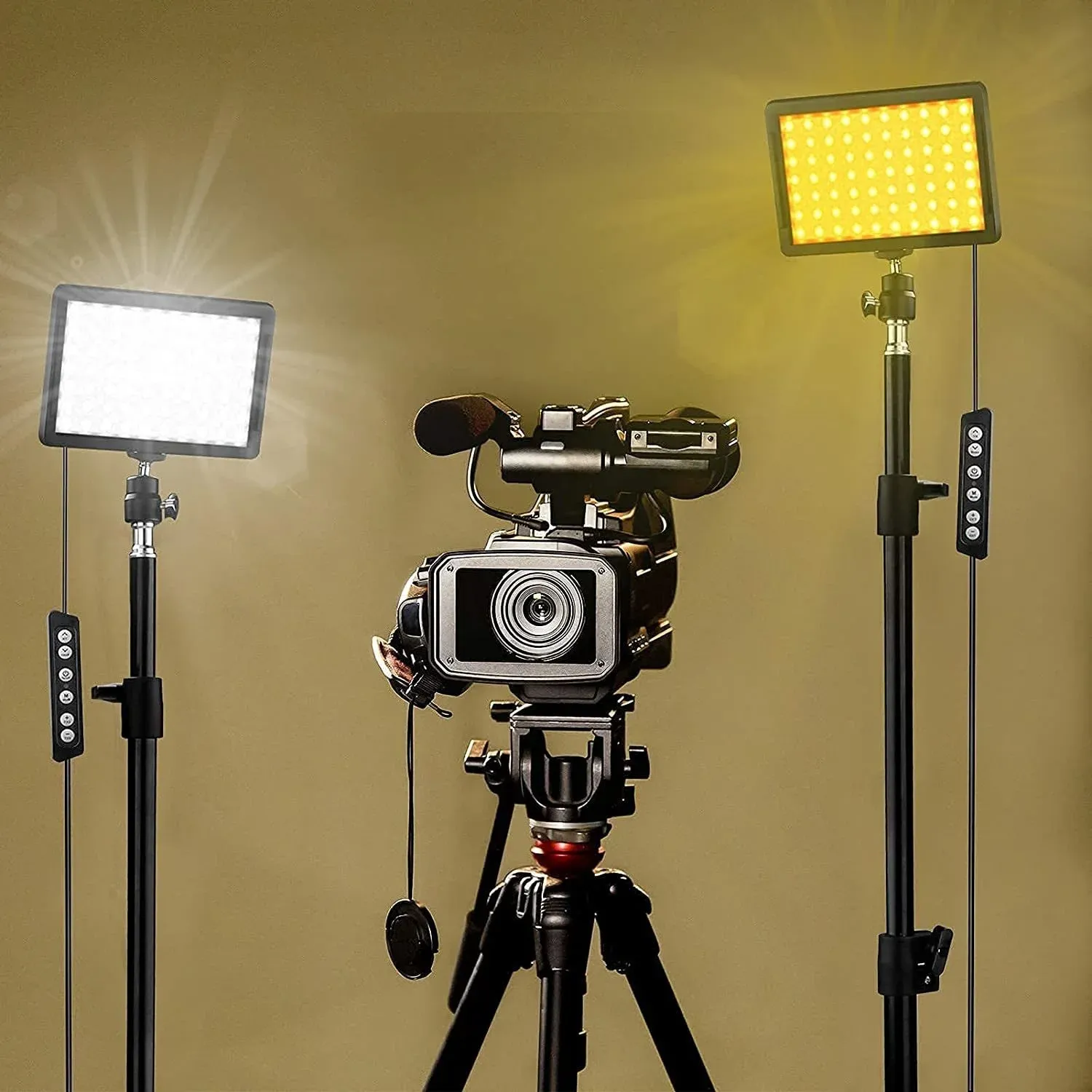 Kit d'éclairage LED vidéo avec trépied, 4 filtres RVB couleur, pour photographie, tournage et streaming en studio 5