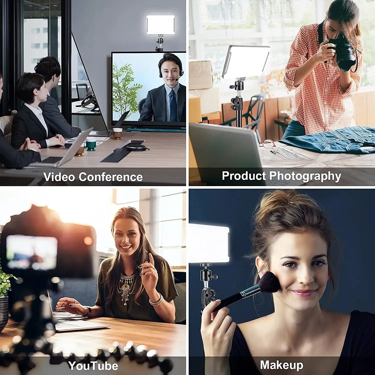 Kit d'éclairage LED vidéo avec trépied, 4 filtres RVB couleur, pour photographie, tournage et streaming en studio 6