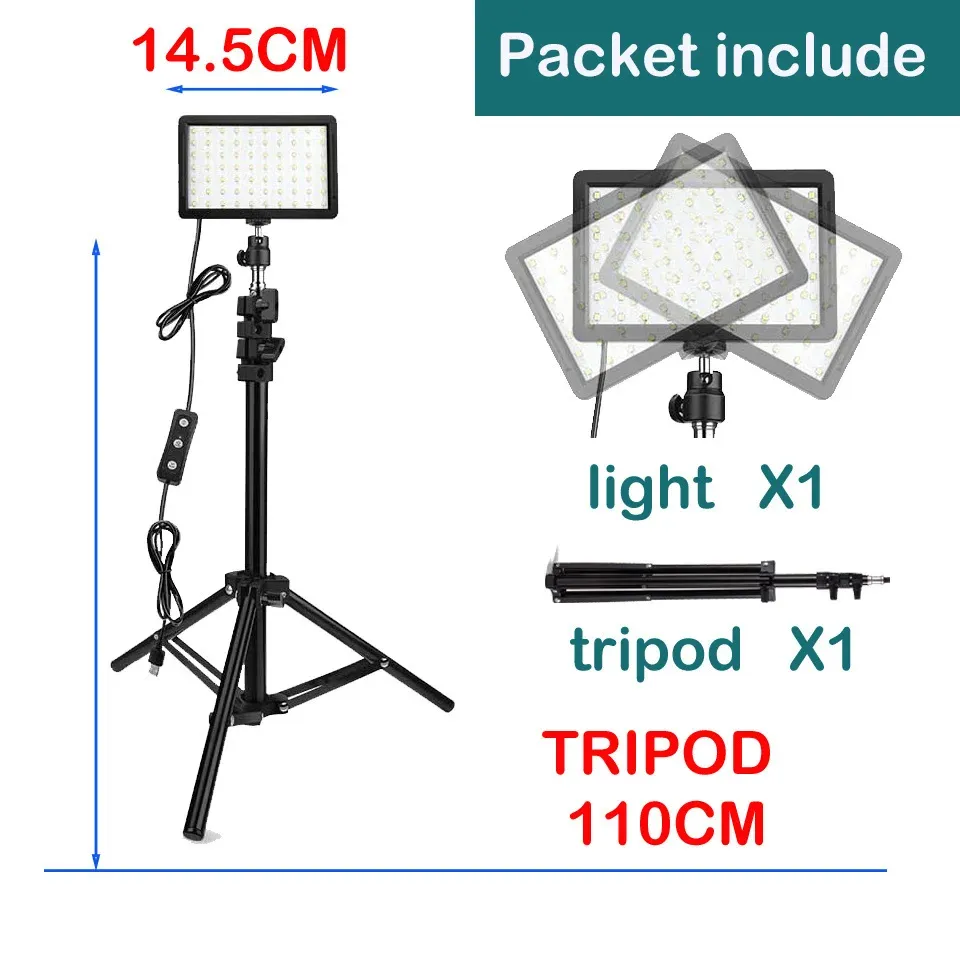 Kit d'éclairage LED vidéo avec trépied, 4 filtres RVB couleur, pour photographie, tournage et streaming en studio 8
