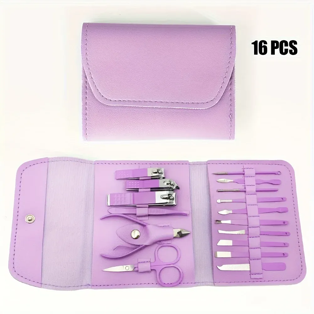 Ensemble de 16 coupe-ongles et outils de soin des ongles, kit professionnel de pédicure facile à transporter 3