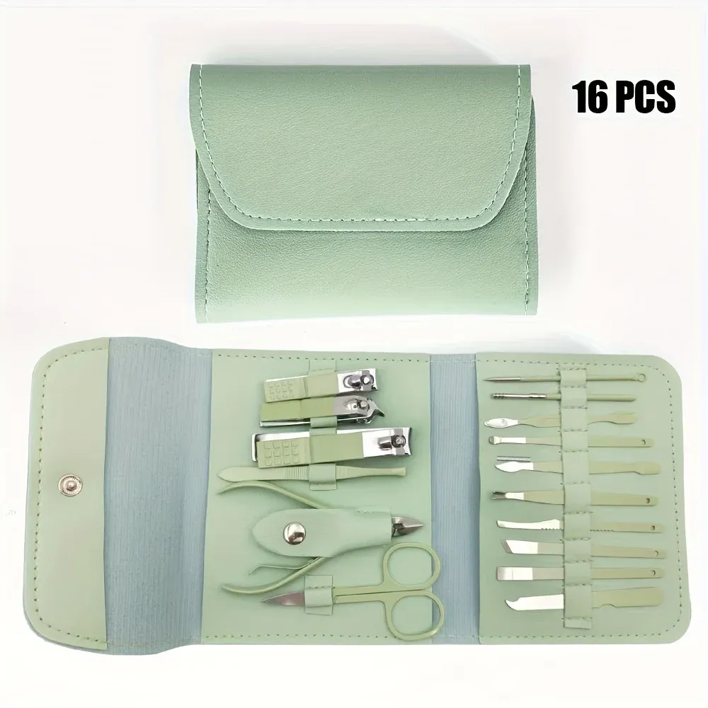 Ensemble de 16 coupe-ongles et outils de soin des ongles, kit professionnel de pédicure facile à transporter 7