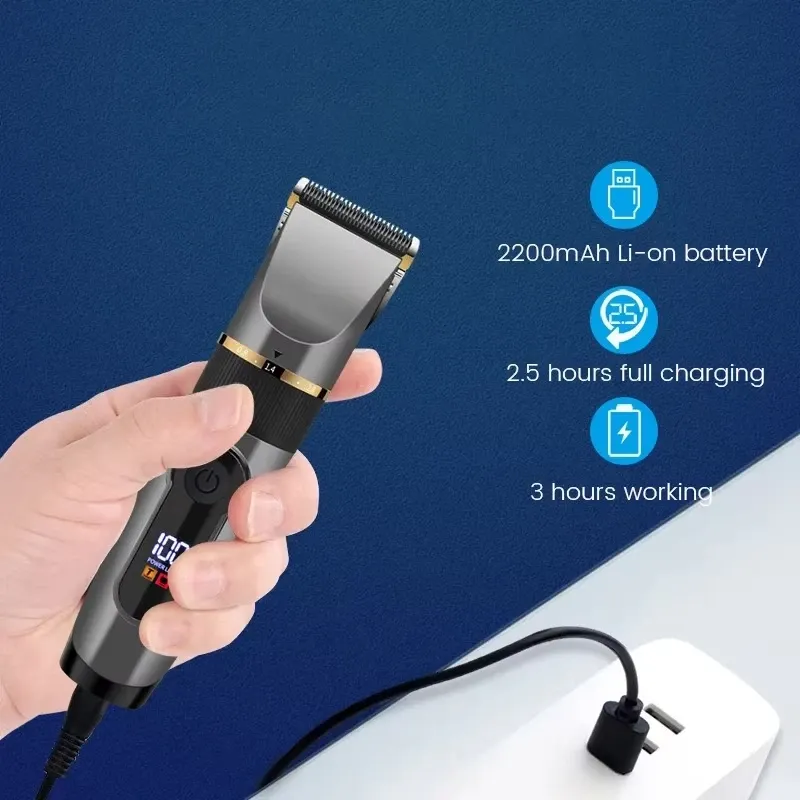 Tondeuse à cheveux électrique avec écran LED, tondeuse professionnelle étanche pour hommes et enfants, coupe de cheveux et de barbe 5