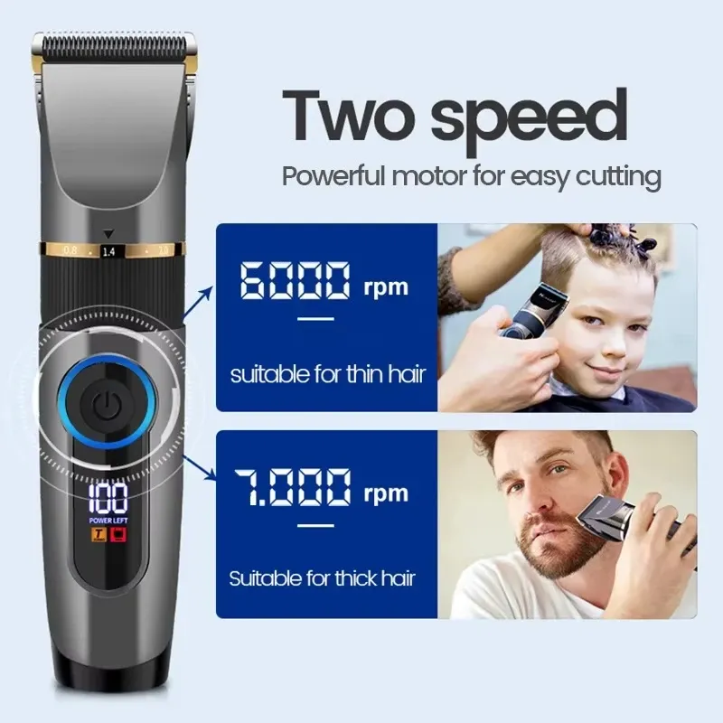Tondeuse à cheveux électrique avec écran LED, tondeuse professionnelle étanche pour hommes et enfants, coupe de cheveux et de barbe 6
