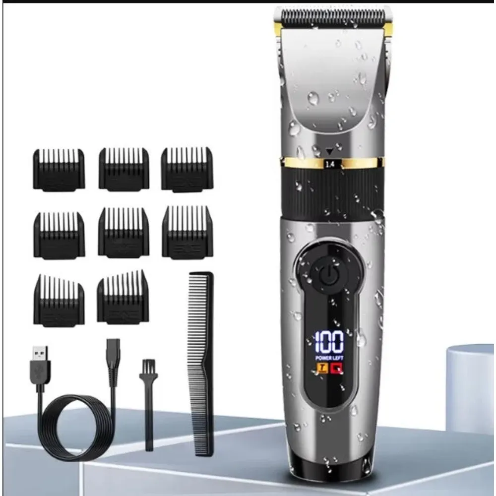Tondeuse à cheveux électrique avec écran LED, tondeuse professionnelle étanche pour hommes et enfants, coupe de cheveux et de barbe 7