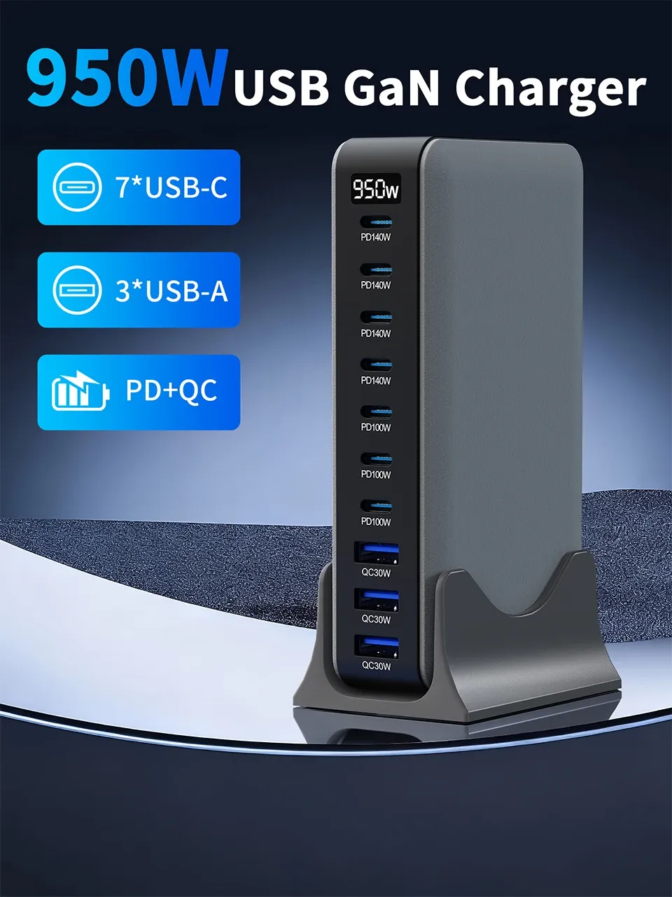 Chargeur USB-C GaN multiport au design épuré
