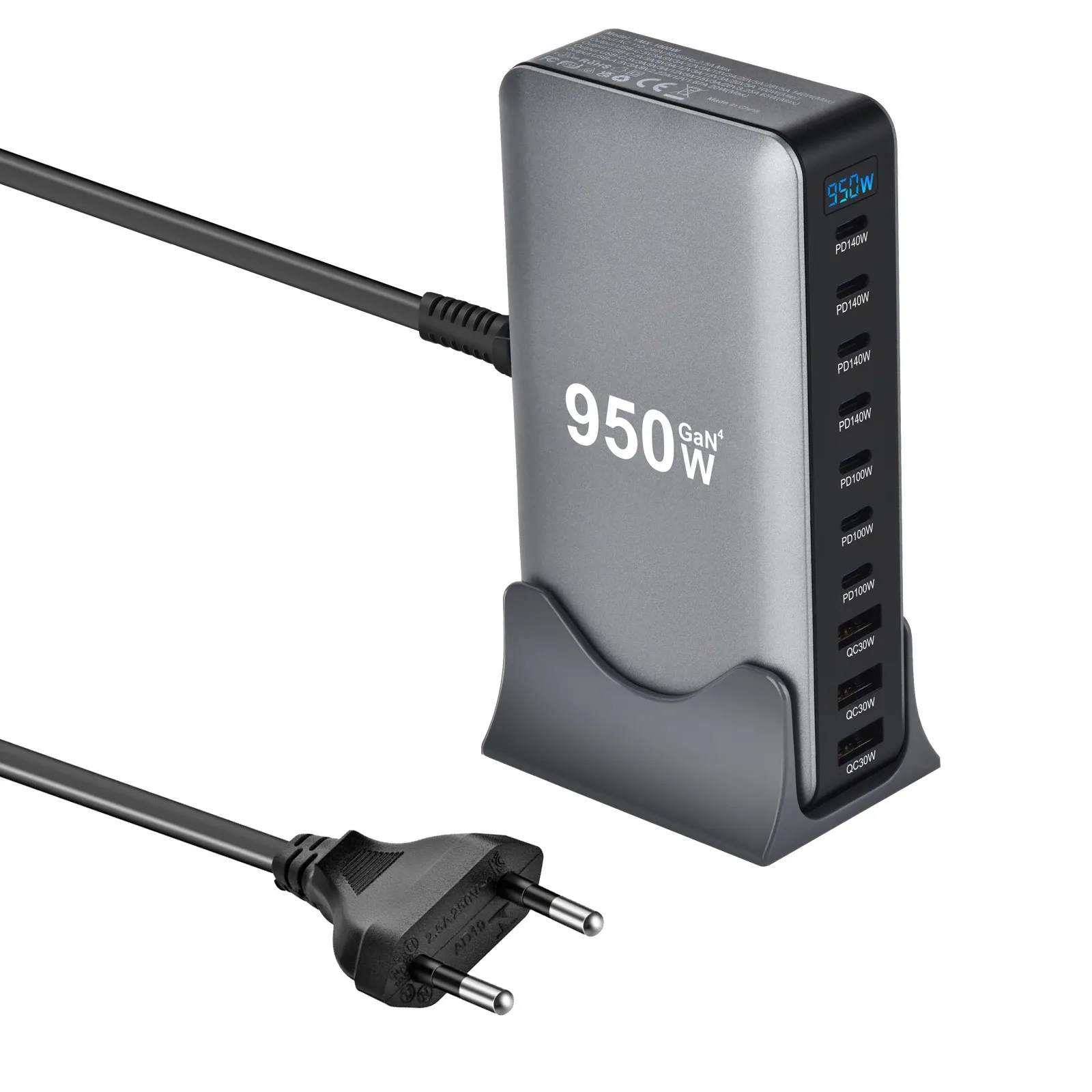 Chargeur USB-C GaN 950 W, 100 W PD 3.0 PPS QC 3.0, station de charge rapide multiport pour ordinateur portable, iPhone, Samsung, MacBook Pro et tablette 10