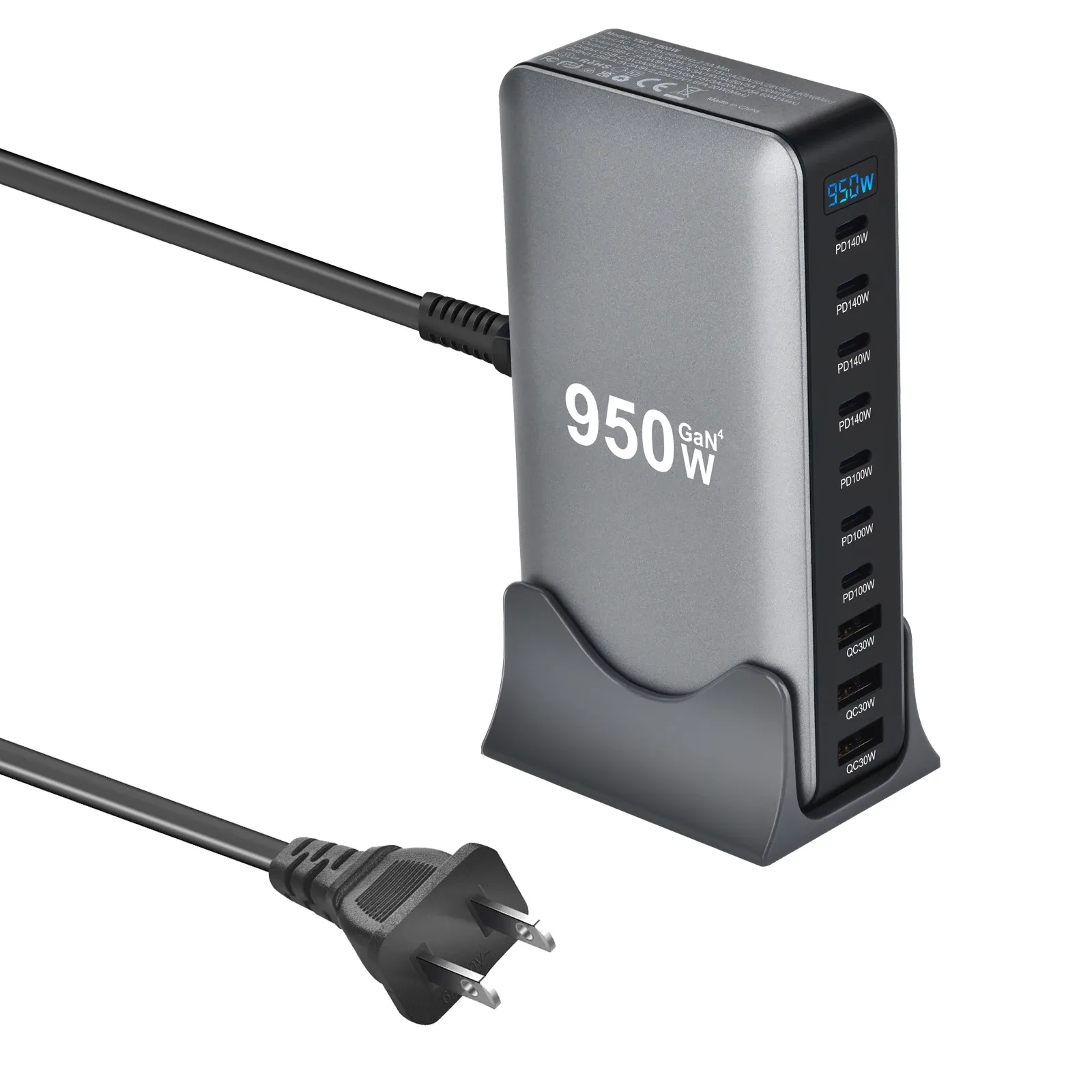Chargeur USB-C GaN 950 W, 100 W PD 3.0 PPS QC 3.0, station de charge rapide multiport pour ordinateur portable, iPhone, Samsung, MacBook Pro et tablette 9