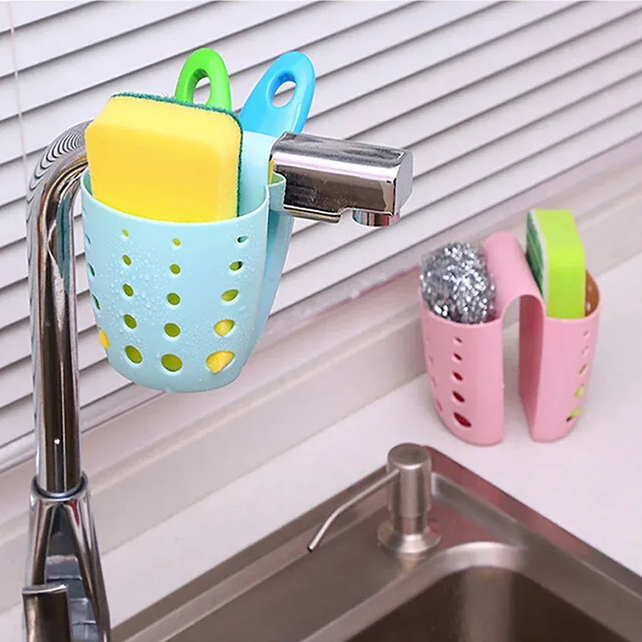 Évier de cuisine double panier organisateur à ustensiles avec porte-éponge et distributeur de savon, égouttoir suspendu