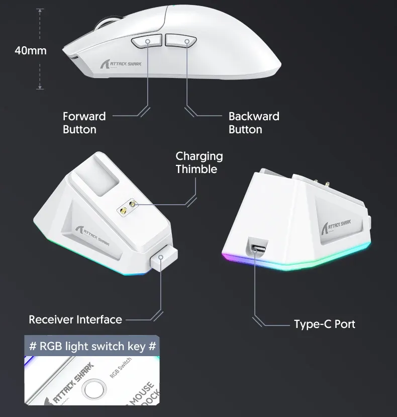 Design symétrique de la souris Attack Shark X11