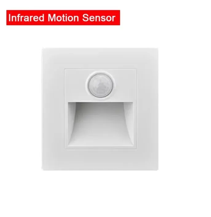 Détecteur de mouvement PIR avec capteur de lumière, lampe LED murale encastrée pour escalier et chambre à coucher, veilleuse LED, AC 110 V-220 V 12