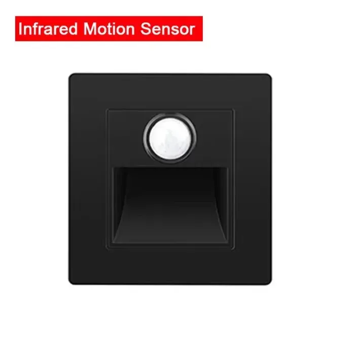 Détecteur de mouvement PIR avec capteur de lumière, lampe LED murale encastrée pour escalier et chambre à coucher, veilleuse LED, AC 110 V-220 V 14
