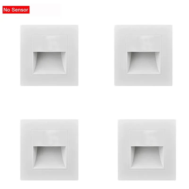 Détecteur de mouvement PIR avec capteur de lumière, lampe LED murale encastrée pour escalier et chambre à coucher, veilleuse LED, AC 110 V-220 V 8
