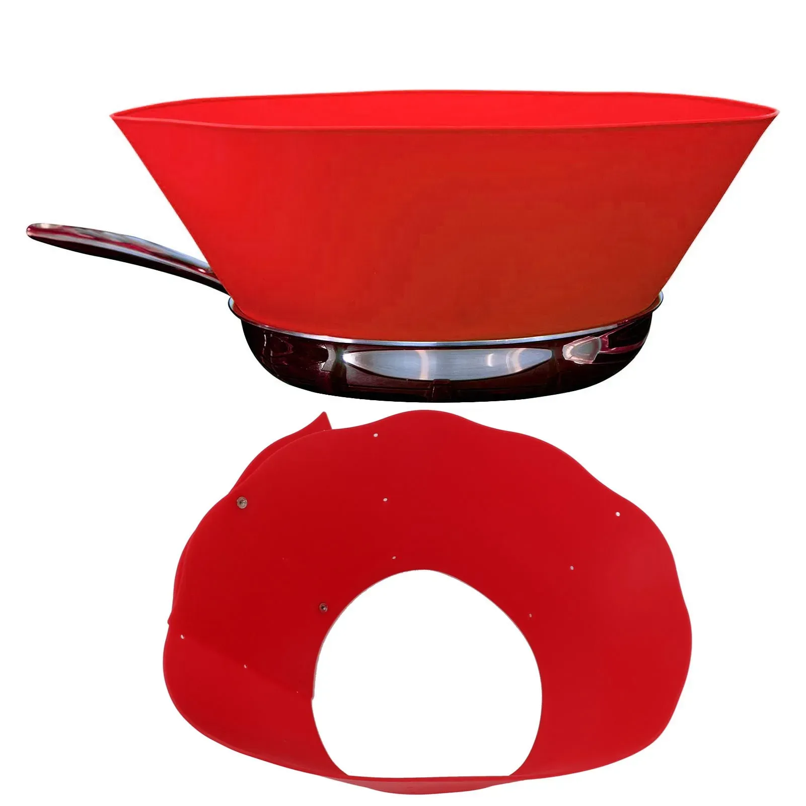 Protection anti-éclaboussures en silicone rouge pour poêle à frire réglable, accessoire mural de cuisine 2