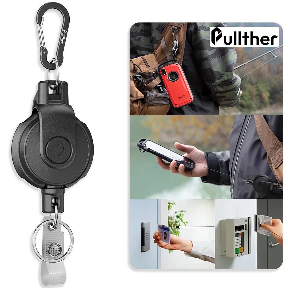 Porte-clés rétractable à enrouleur avec mousqueton à relâche rapide, équipement d'extérieur et de camping 3