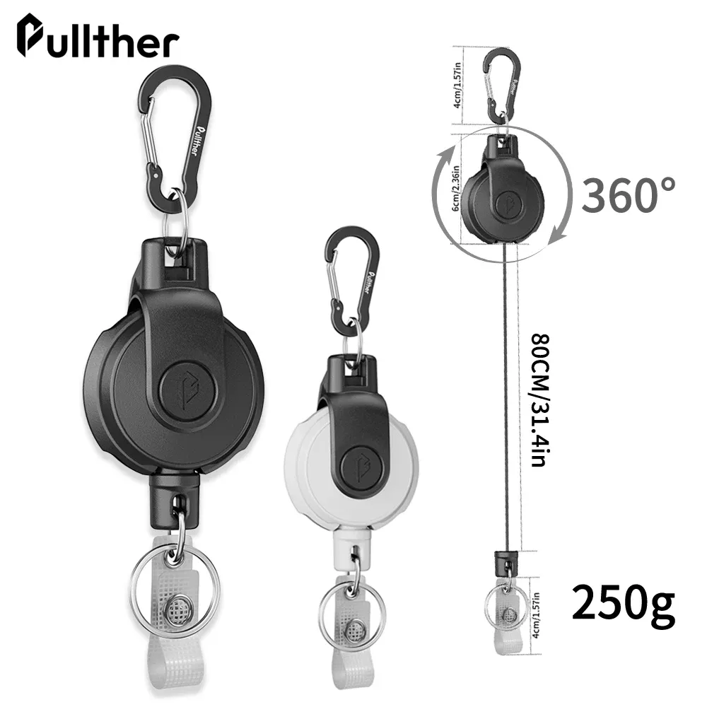 Porte-clés rétractable à enrouleur avec mousqueton à relâche rapide, équipement d'extérieur et de camping 5