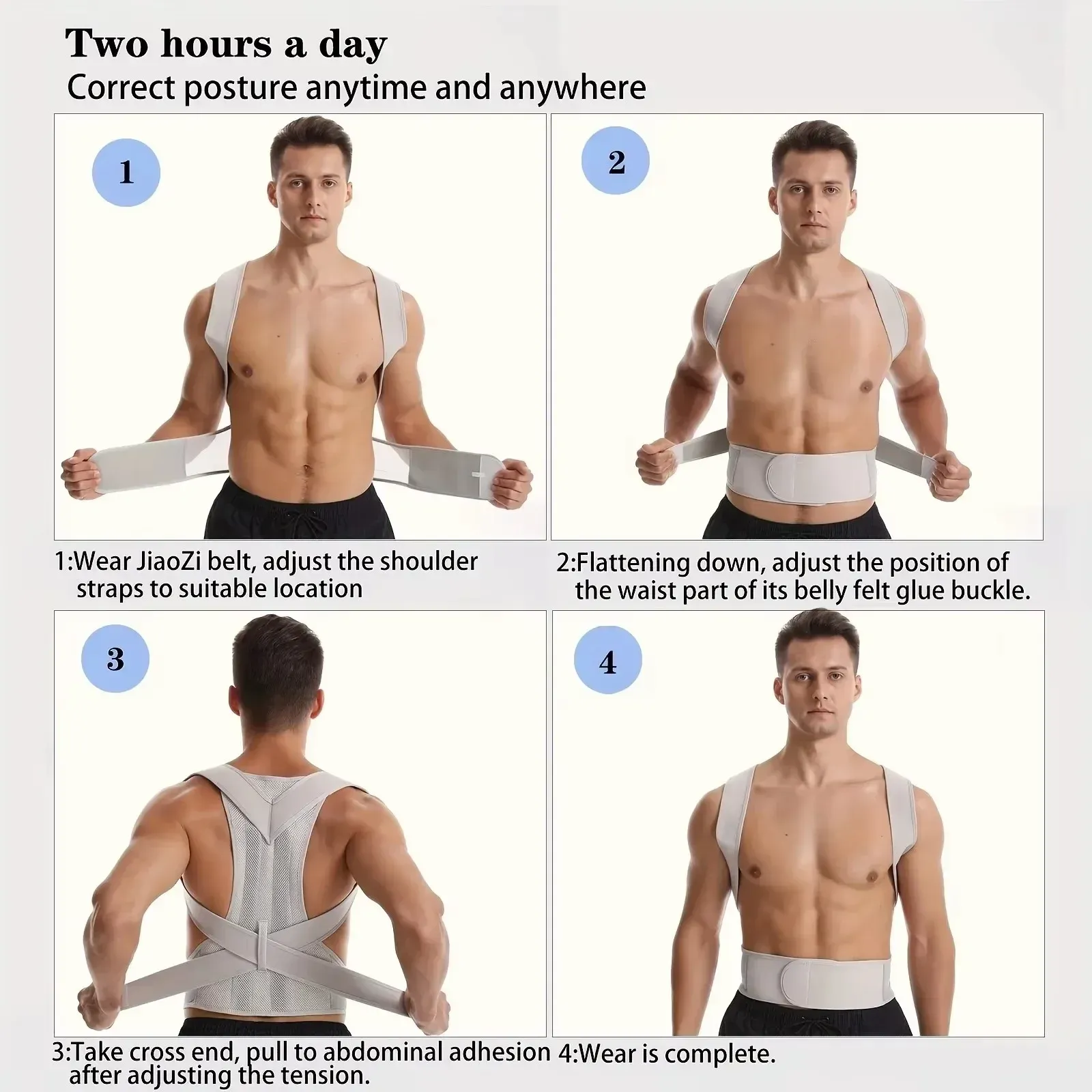 Correcteur de posture réglable unisexe, ceinture de soutien lombaire respirante, tailles S à XXXL 4