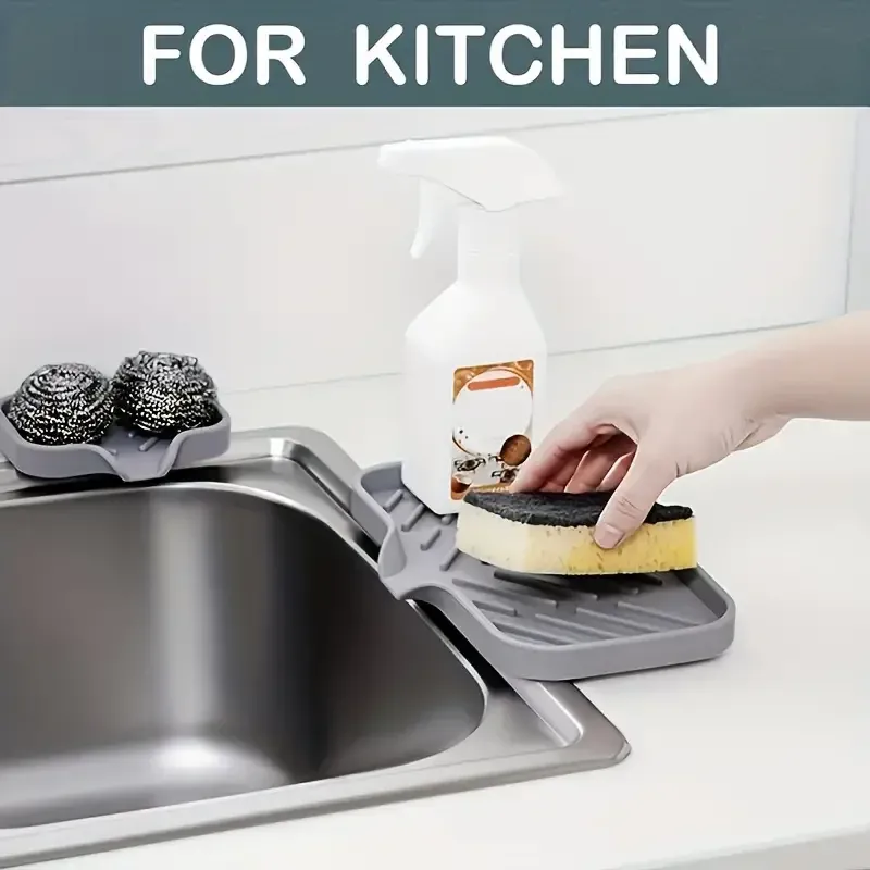 Éponge en silicone pour évier de cuisine, tampon de vidange pour évier, seau en polymères de séchage des éclaboussures, rangement supérieur 5