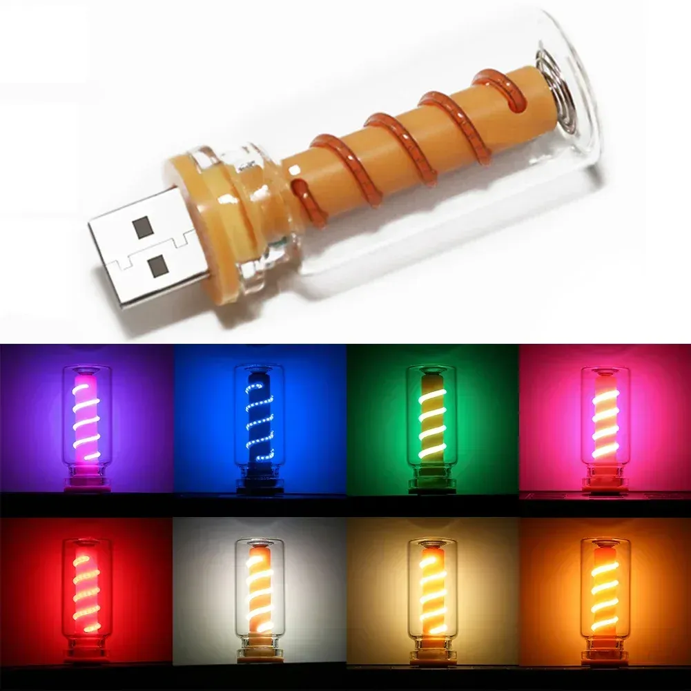 Ampoule LED rétro à filament spirale, USB 5 V, variable tactile, 1 W, veilleuse décorative pour voiture et camping 2