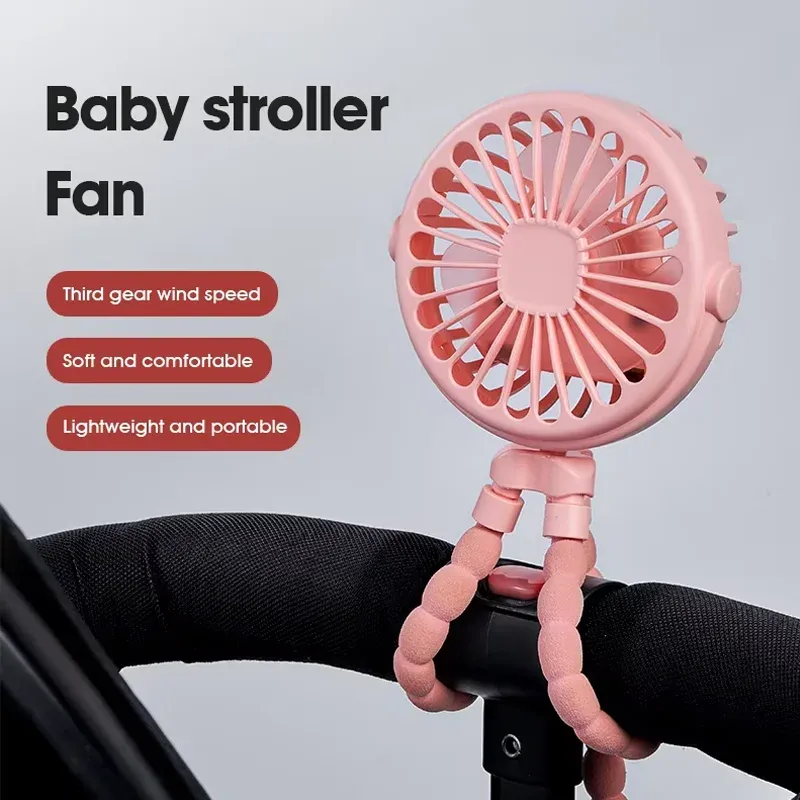 Ventilateur portable sur trépied à rotation 360°, silencieux, pour poussette, rechargeable par USB, idéal en extérieur 10