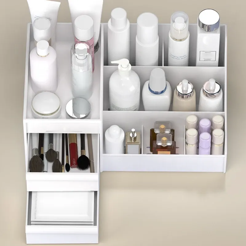 Grand organisateur de maquillage à tiroirs, grande capacité, boîte de rangement pour cosmétiques et bijoux, idéal pour le dortoir et le bureau 5