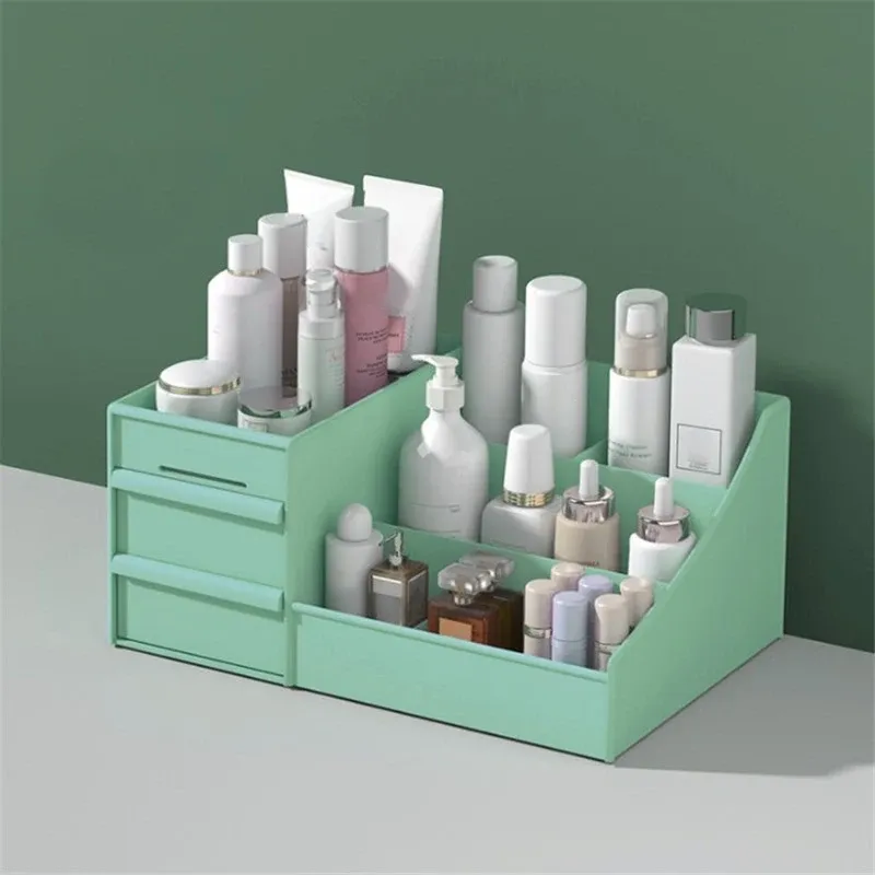 Grand organisateur de maquillage à tiroirs, grande capacité, boîte de rangement pour cosmétiques et bijoux, idéal pour le dortoir et le bureau 9