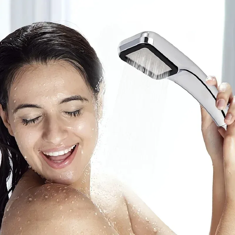Pommeau de douche haute pression à buse chromée, effet pluie, débit économique, carré, 300 buses 2
