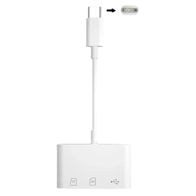 Adaptateur USB-C vers lecteur de carte mémoire TF/SD/CF avec fonction OTG, compatible iPad Pro, Huawei, MacBook, Samsung et Xiaomi 5