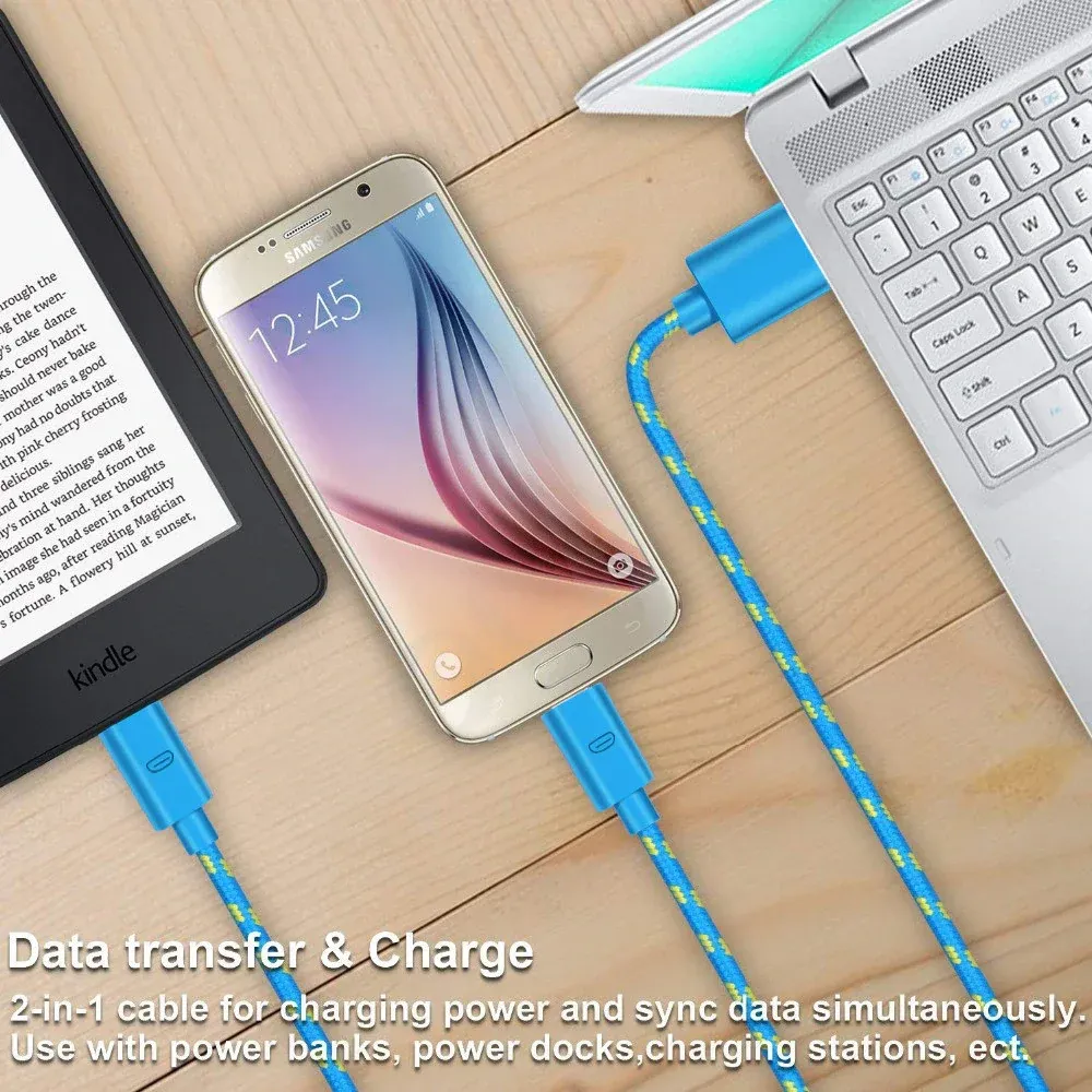 OLAF - Câble USB type C en nylon tressé, 1 m, 2 m, 3 m, à charge rapide et transfert de données, compatible Samsung S9, S10, Xiaomi Mi 9, Mi 8 et Huawei 6