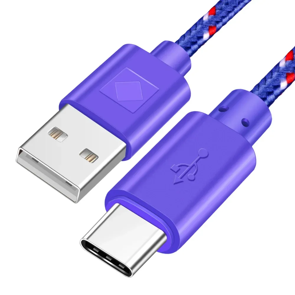 OLAF - Câble USB type C en nylon tressé, 1 m, 2 m, 3 m, à charge rapide et transfert de données, compatible Samsung S9, S10, Xiaomi Mi 9, Mi 8 et Huawei 10