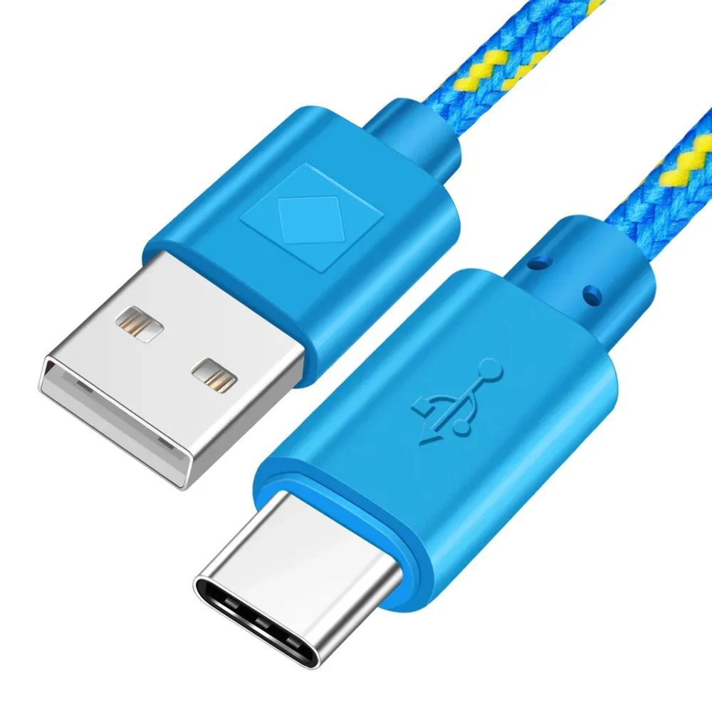 OLAF - Câble USB type C en nylon tressé, 1 m, 2 m, 3 m, à charge rapide et transfert de données, compatible Samsung S9, S10, Xiaomi Mi 9, Mi 8 et Huawei 9