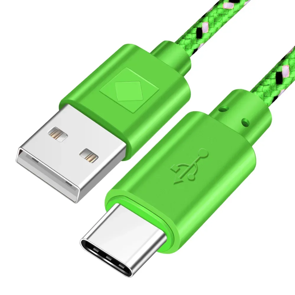 OLAF - Câble USB type C en nylon tressé, 1 m, 2 m, 3 m, à charge rapide et transfert de données, compatible Samsung S9, S10, Xiaomi Mi 9, Mi 8 et Huawei 14