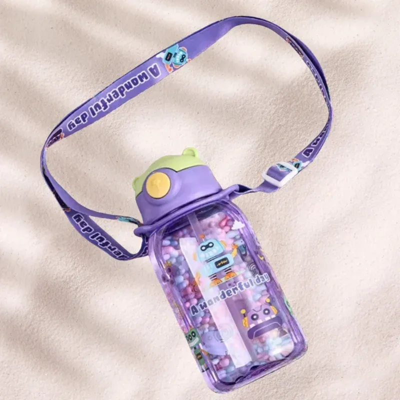 Bouteille d'eau pour enfants 650 ml avec paille, sans BPA, anti-fuite et portable 4