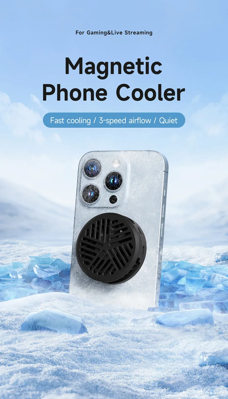 Ventilateur de refroidissement magnétique Hagibis pour téléphone portable